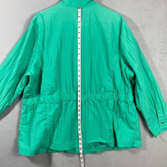 CJ Banks Green Lightweight Zip Up Ruched Windbreaker Jacket Size 3X Plus Size - Picture 5 of 8